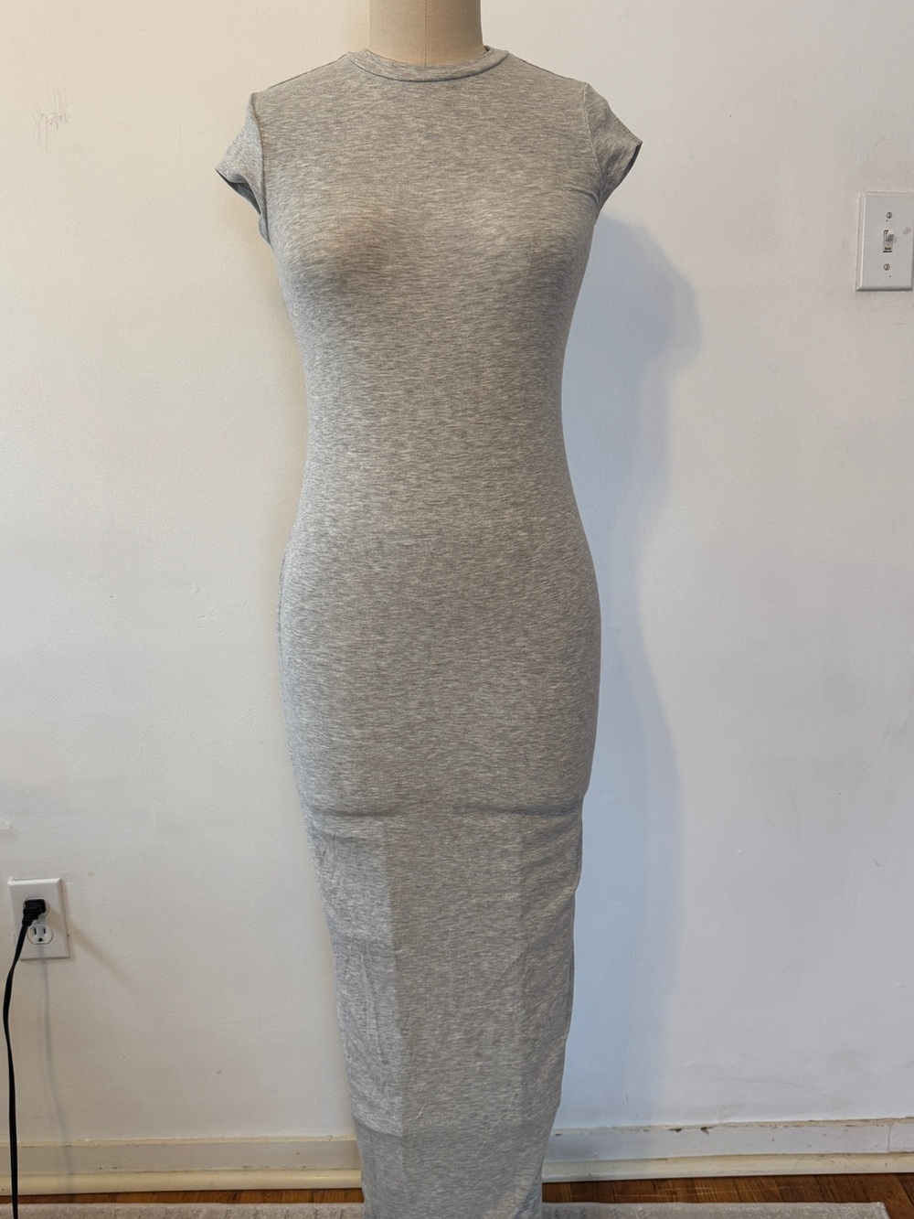 EXPRESS Grey Short Sleeve Bodycon Maxi Dress
